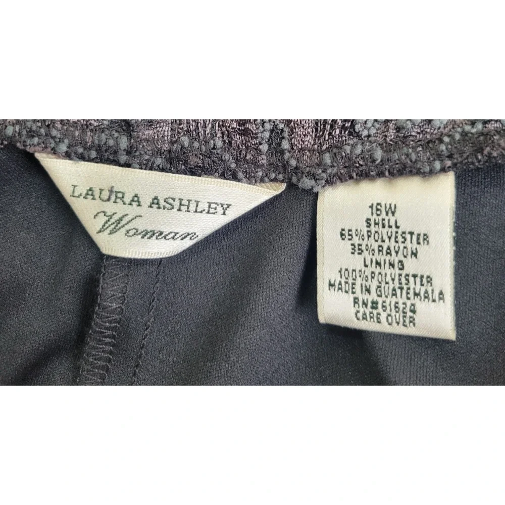 Vtg‎ Laura Ashley A-Line Skirt Black Floral Lace Overlay Casual Plus Size 16W